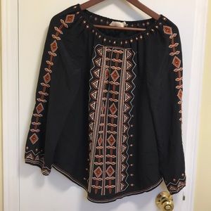Tory Burch Embroidered silk blouse.